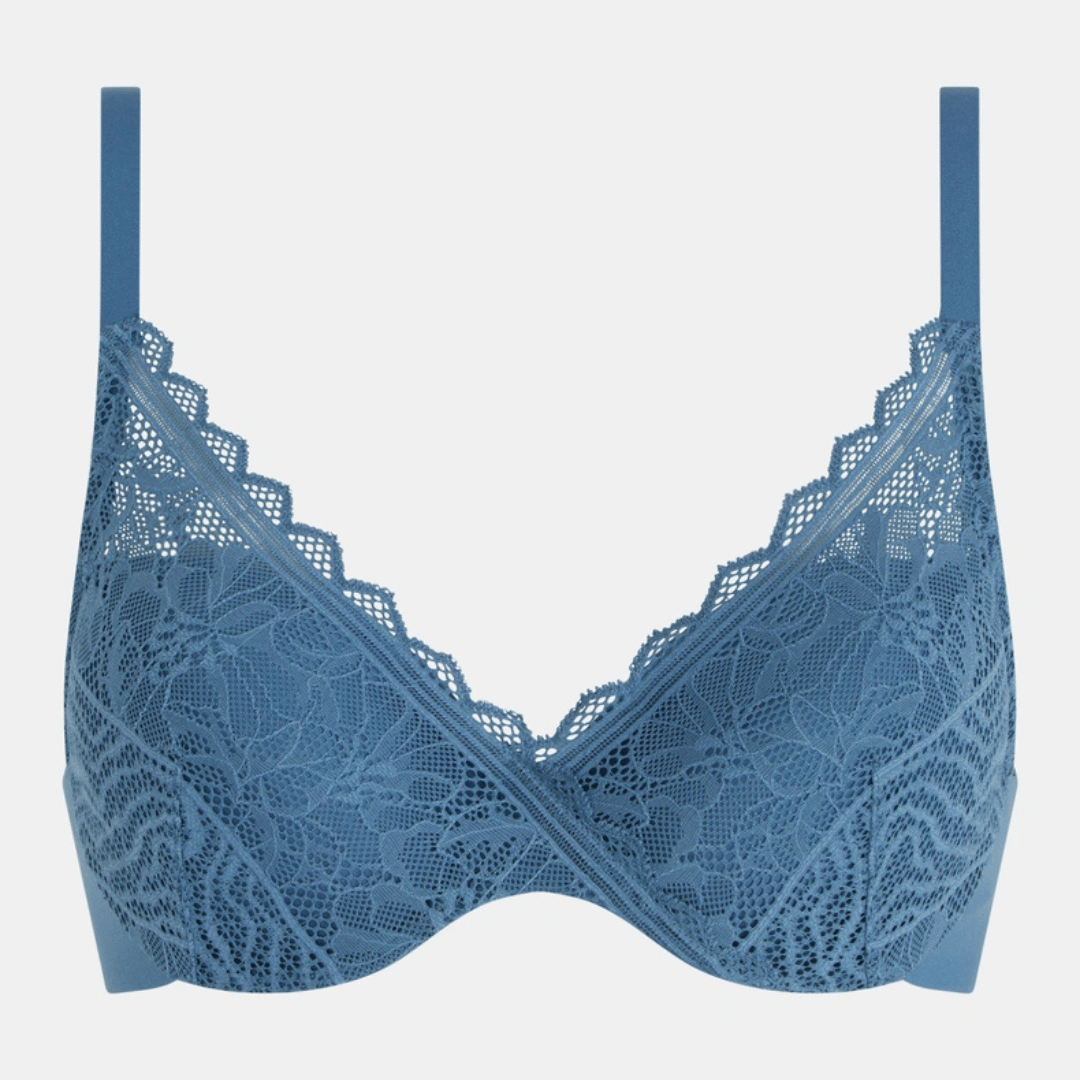 Chantelle Easyfeel Floral Touch BH med bøjle, blå - C94260 - 00C - Jeans Blue