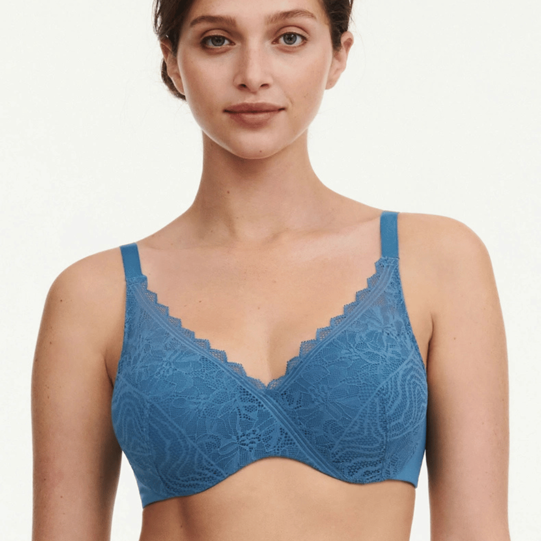 Chantelle Easyfeel Floral Touch BH med bøjle, blå - C94260 - 00C - Jeans Blue