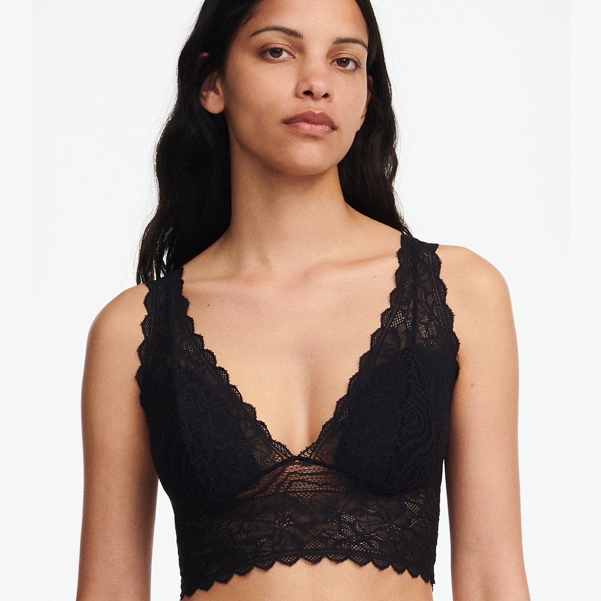 Chantelle EasyFeel Floral Touch BH uden bøjle, sort - C94270 - 011 - Black