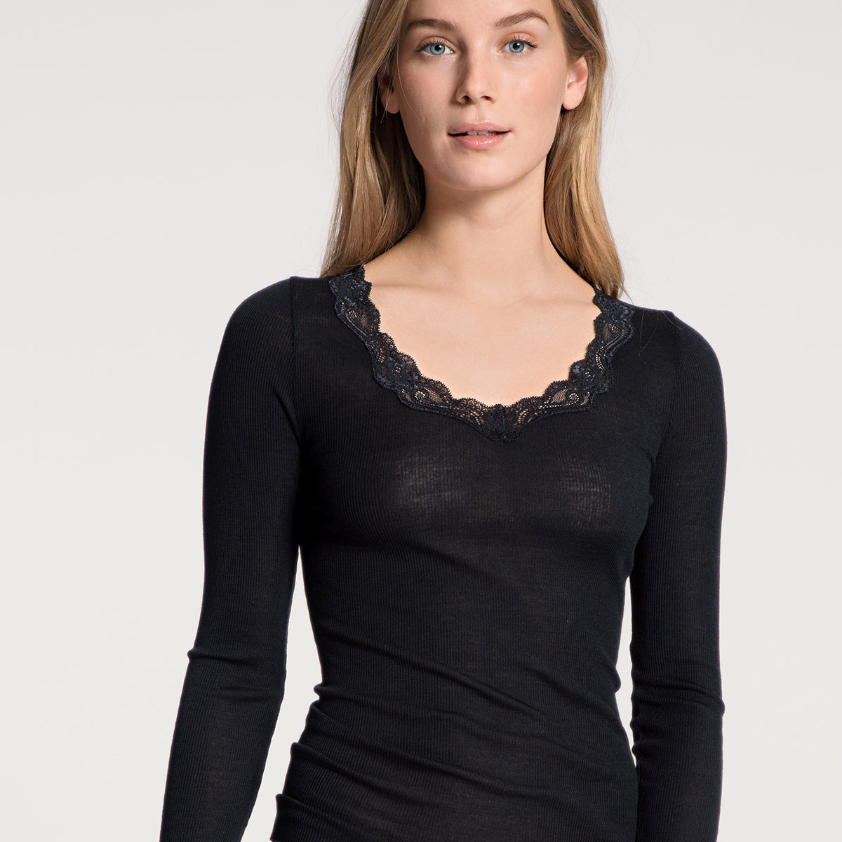 Calida Richesse Lace bluse, sort - 15990 - 996 - Black