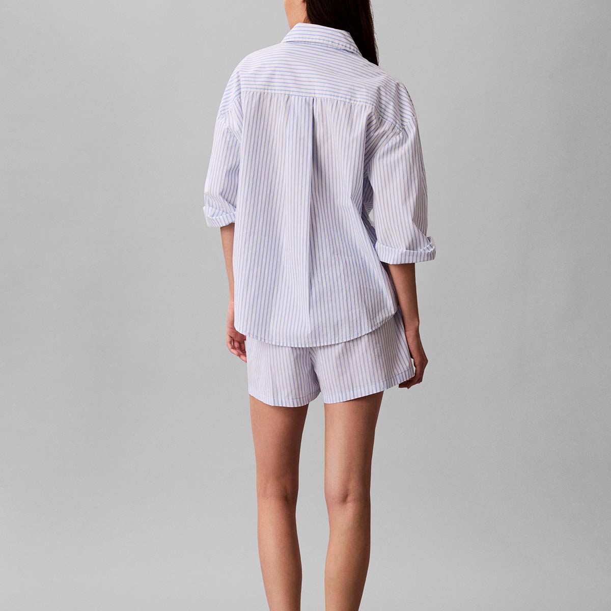Calvin Klein shorts, lyseblå - LV00QS7596 - 2NE - Sera Stripe Blue Descent