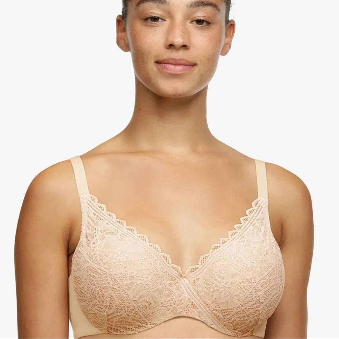 Chantelle EasyFeel Floral Touch BH med bøjle, beige - C94260 - 01N - Golden Beige