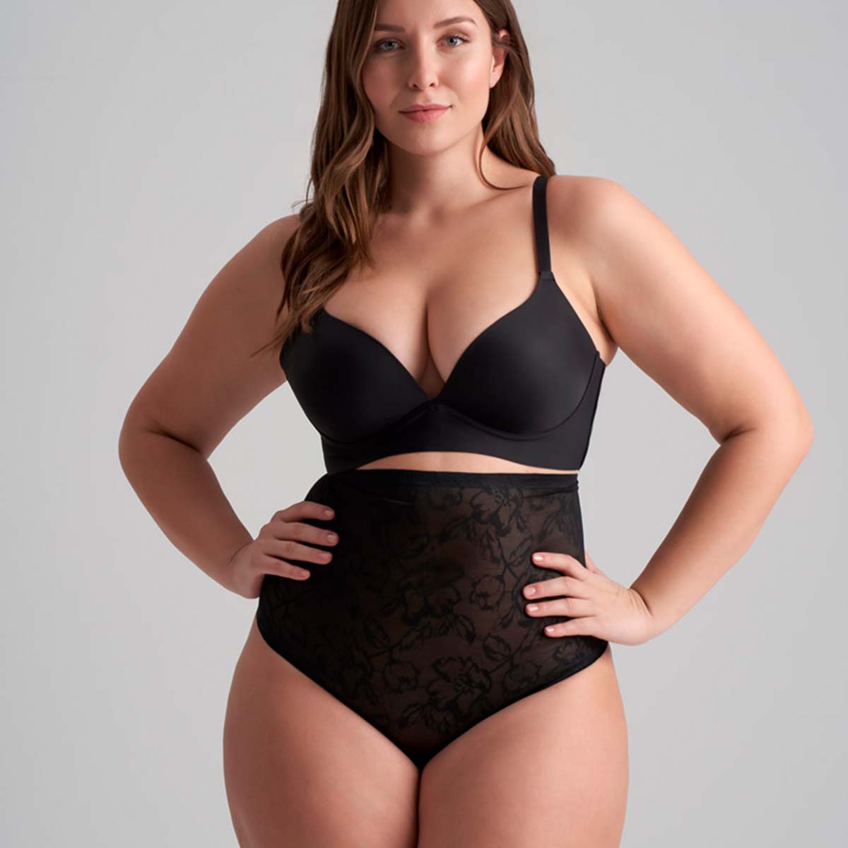 Bye Bra Lacy High Waist Shaping g-streng, sort - LACHWT - Black - Black