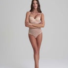 Bye Bra Lacy High Waist Shaping bodystocking, beige - LACOBB - Beige - Beige