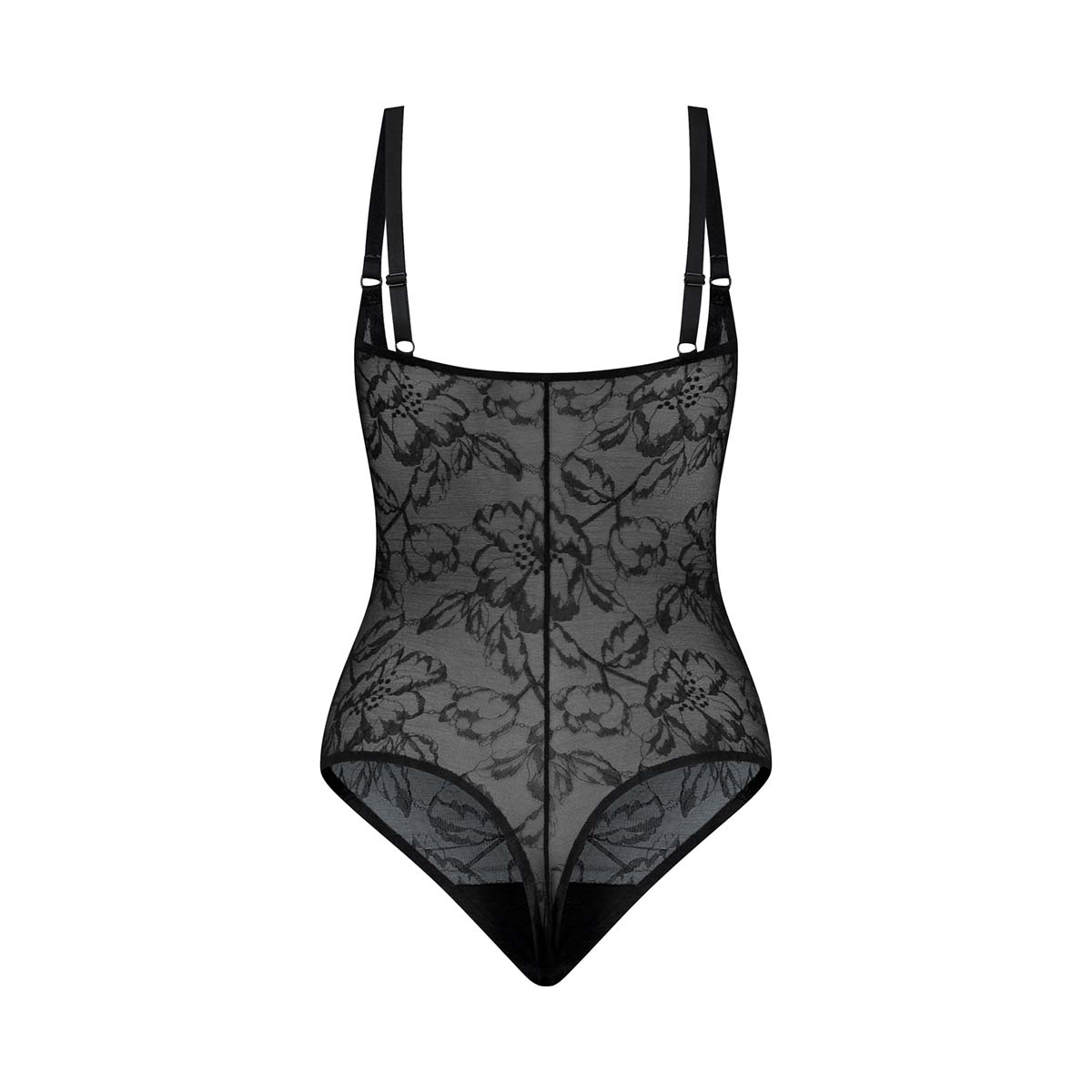 Bye Bra Lacy High Waist Shaping bodystocking, sort - LACOBB - Black - Black