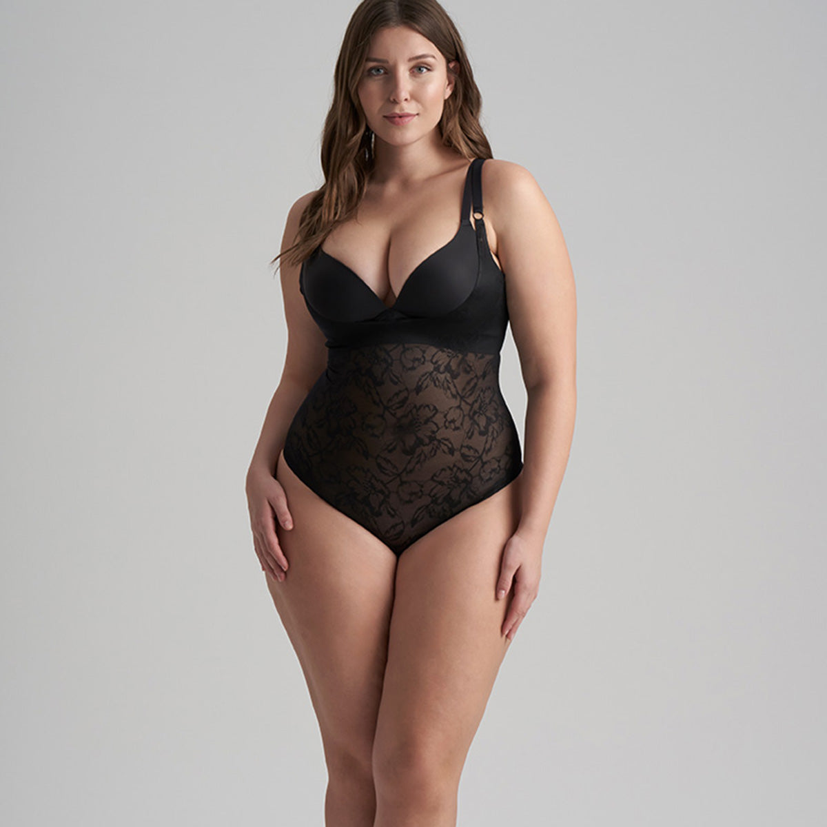 Bye Bra Lacy High Waist Shaping bodystocking, sort - LACOBB - Black - Black