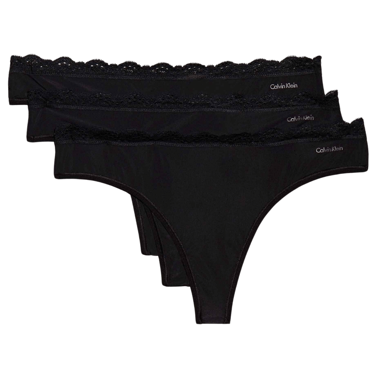 Calvin Klein Microfiber Stretch 3-Pack g-streng, sort - LV00QD5300 - UB1 - Black/Black/Black