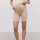 Mamalicious MLtia Jeanne gravidtetsshorts, beige - 20011101 - Mellow Buff - Mellow Buff
