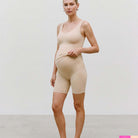 Mamalicious MLtia Jeanne gravidtetsshorts, beige - 20011101 - Mellow Buff - Mellow Buff