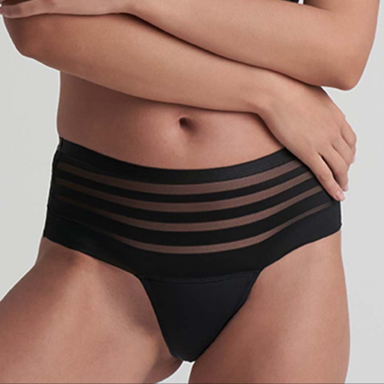 Bye Bra Lace Low Flow menstruationstrusse, sort - PBSTLC - Black - Black