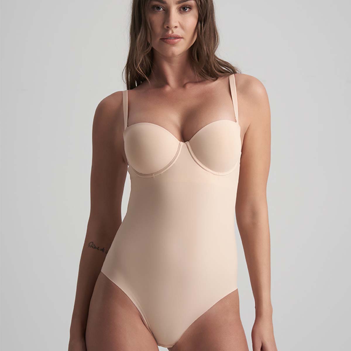 Bye Bra Sculpting Padded Wire bodystocking, beige - SCPBPW - Beige - Beige