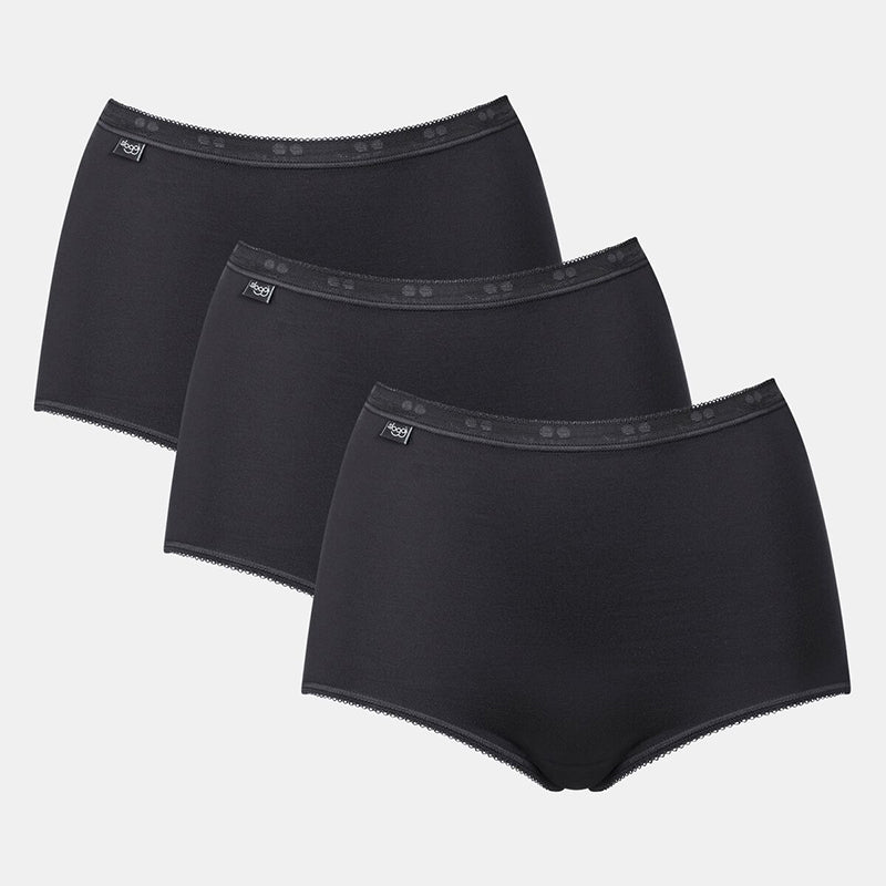 Sloggi Basic+Maxi 3-Pack maxi trusse, sort - 10007656 - 0004 - Black
