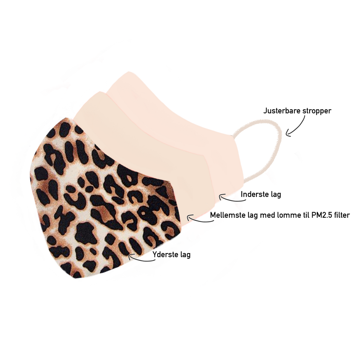 Baws by stær Fabric mundbind, sort - GB2626 - - Leopard